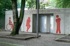 Humorous public toilet: "always a place to sit and stand"