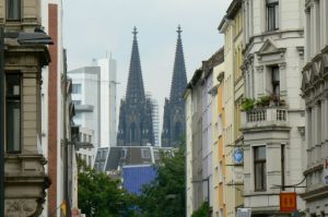 Cathedral seen from a residential street