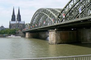 The Hohenzolern railway Bridge and Cathedral are symbols for Cologne