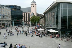 Plaza in front of the main train station, on right