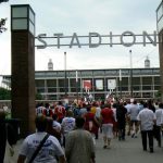 Gay athletes entering the main soccer stadium  for the opening