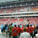 Procession of athletes from 40 nations entering the RhineEnergie stadium