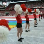Cologne cheerleaders greet the athletes