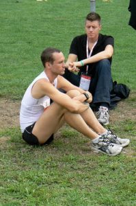 Near the swimming pool were track and field events