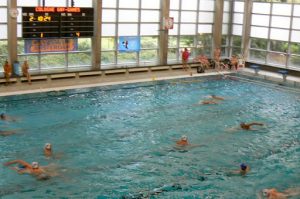 Water polo action; it's a very tiring sport