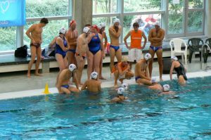 Water polo team from Amsterdam getting tips from the coach