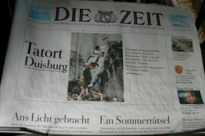 Headline of newspaper with the lead story about the mourning