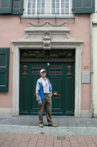 Richard in front of the Great Man's birth house, August