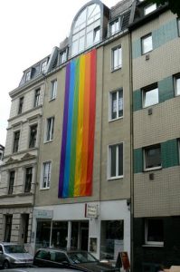 Welcome banner for the Gay Games in Cologne, August 2010