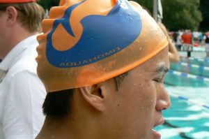 Swim cap with logo (San Francisco?)