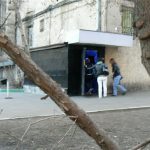 Two women entering a lesbian club