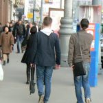 Gay friends along Moscow's Tverskaya Street