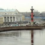 Looking across the Neva River to the navigation columns