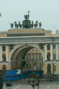 Hermitage Palace Square--the bow-shaped Empire-style Building of the General Staff