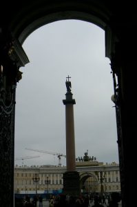 Hermitage Palace Square--the Alexander Column (1830-34), designed by Auguste de