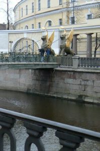 One of St. Petersburg's most famous landmarks, Bank Bridge, over