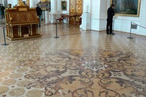 Each room has a unique parquet floor pattern