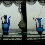 Blue glass pitchers