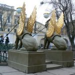 One of St. Petersburg's most famous landmarks, Bank Bridge, over