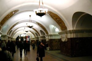 Moscow subway station with heroic emblems