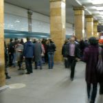 Rush hour subway traffic at Park Kultury station