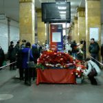 Flower memorials appeared immediately in the stations soon after train