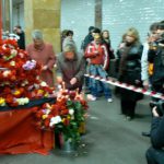 Flower memorials appeared immediately in the stations soon after train