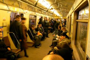 Inside subway car--clean and quiet