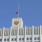 Russian flag at half mast atop the 'White House' in