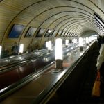 Moscow subways are deep underground and are  accessed by very