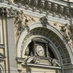 Baroque/neo-classic 1895 clock detail of building entrance