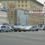 Chaotic traffic as the main roads in central Moscow  near