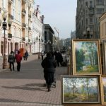 Art display on pedestrian street