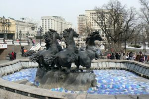 Equine sculpture in the park near Red Square