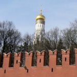 Church steeple inside the Kremlin wall