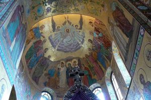 Detailed interior mosaics of the Spilled Blood Church took