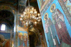 Detailed interior mosaics of the Spilled Blood Church