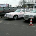 Limousines for rent outside the Hotel Moscow