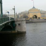 Looking toward the Admiralty across the Dvortsovymost Bridge on the