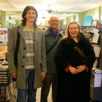 Russian activists Alexander Sheremetjev (L) and Maria Yefremenkova (R) with