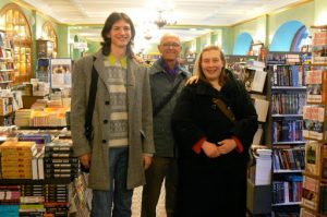 Russian activists Alexander Sheremetjev (L) and Maria Yefremenkova (R) with