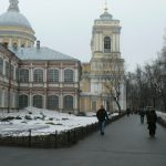 The majestic Neoclassical cathedral at the Alexander Nevsky Monastery
