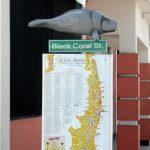 Many of the street signs have maps and fish models