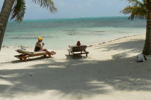 Beachfront European tourists