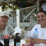 Richard and Alex at a beach bar