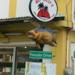 Many of the street signs have maps and fish models