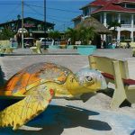 Main plaza with turtle sculpture