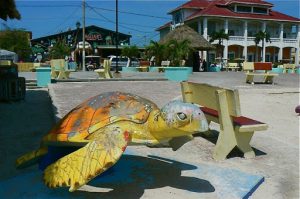 Main plaza with turtle sculpture