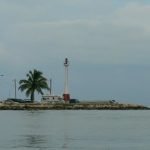 View of the lighthouse from the water taxi to San