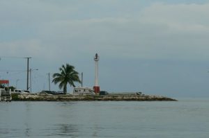 View of the lighthouse from the water taxi to San